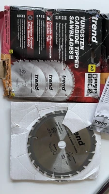 3 X Trend Craft Thin Kerf Circular Saw Blades 165 X 24T X 20mm CSB/16024 • £29.99