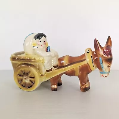 Vintage Donkey & Cart Planter Porcelain Kitsch Retro • $39