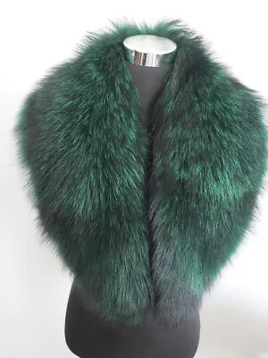 100% Real Raccoon Fur Collar/neck Wrap/women Jacket Green Scarf 100*25cm • $54