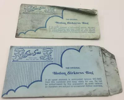 Lot Of 2 Sic-Sac Motion Sickness Bags - The Original - Allied Aviation Supplies • $16.95