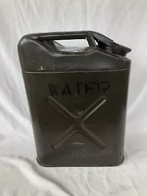 Vtg Olive Drab Green Metal Water Can 5 Gal. Military • $61.74