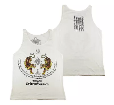 WORK Tiger Muay Thai Tank Top Singlet Men 5lines Yantra Tattoo Bodybuilding WK15 • $20.99