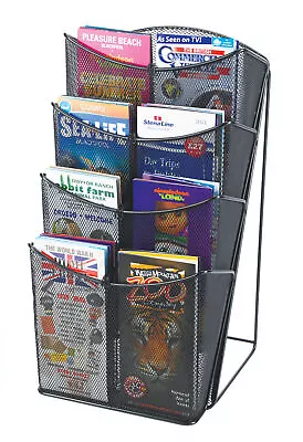 Black 4 Pocket A4 Mesh Counter Top Leaflet Holder–Free Standing–17cm High • £48