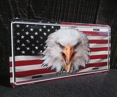 American Flag Ruffled Bald Eagle License Plate Car Auto Truck USA Patriotic • $11.95