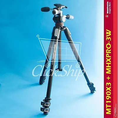 Manfrotto MT190X3 Aluminum Tripod With Manfrotto MHXPRO-3W 3-Way Pan/Tilt Head • $329.95