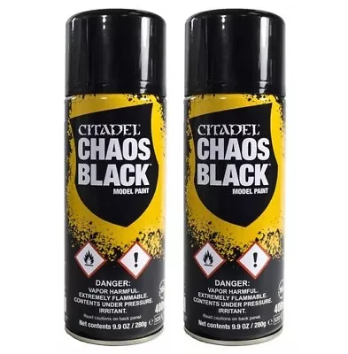 2x Citadel Colour CHAOS BLACK Spray (2x400 Ml) Games Workshop Primer Layer Paint • £23.99