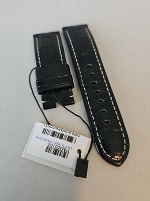 $238 • Buy Panerai 24mm OEM Black Alligator Strap AUSTRIA MADE For 22mm Tang Buckle 