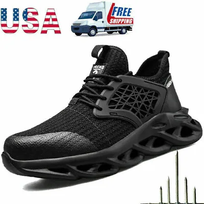 Mens Safety Work Shoes Steel Toe Sneakers Breathable Indestructible Boots Size13 • $41.39