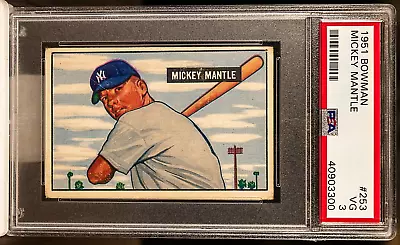 40903300 - Mickey Mantle - 1951 Bowman #253 Iconic 1st RC Rookie PSA 3 VG • $10000