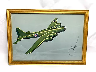 Henry Jaffee WWII Boeing B-17E  Flying Fortress  Airplane Print. Framed (G) • $52.50