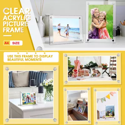 A4 Transparent Acrylic Photo Double Sided Clear Picture Frame Picture Holder • £9.99