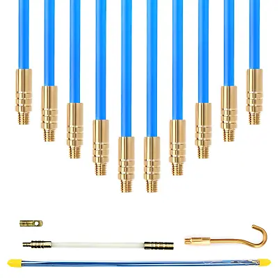 10M Cable Access Kit 1M X 10 Electricians Puller Rods Wires Draw Push Pulling UK • £13.50