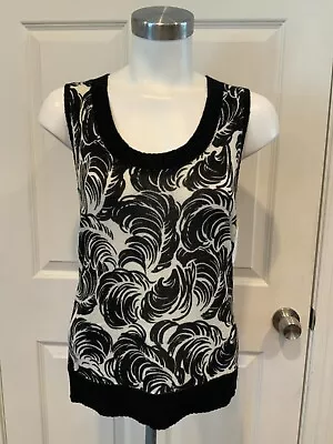 Magaschoni Collection Black & White Patterned Cashmere Sweater Vest Size Small • $30.38