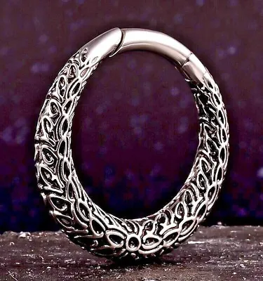 1 X 6g 4mm Hinged Ring Big Hoop Heavy Gauge Ear Weight Hanger Floral Piercing • $18.84