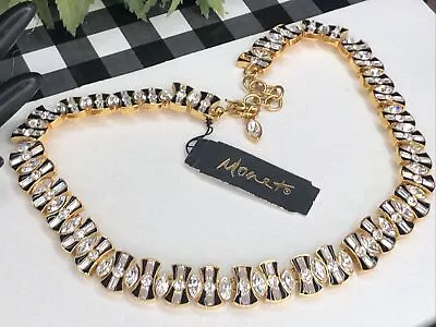 Stunning MONET Black & Gold Tone Rhinestone Necklace W/tags • $19.61