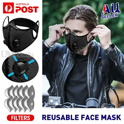 $7.52 • Buy Face Mask Reusable Washable Anti Pollution PM2.5 Two Air Vent With Free Filters