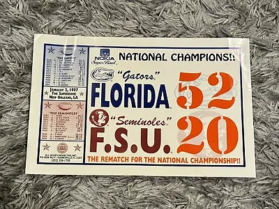 1996 Florida Gators National Championship Scorecards Poster NCAA FSU Sugarbowl • $54.99