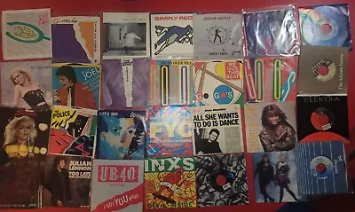 LOT OF (27) ROCK  POP  1980's Era 45 RPM 7  VINYL GO-GO'S JOAN JETT BLONDIE INXS • $39.99