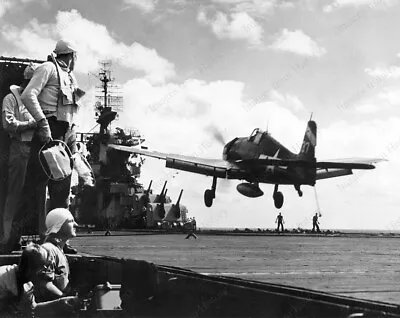 8x10 Print Grumman F6F-5 Hellcat VF-6  Landing CV 19 USS Hancock 1945 #FERD • $14.99