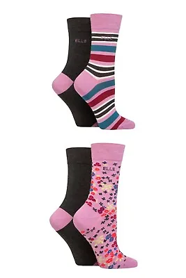 £16.99 • Buy Elle Ladies Plain And Patterned Soft Breathable Bamboo Fibre Socks - 4 Pair Pack