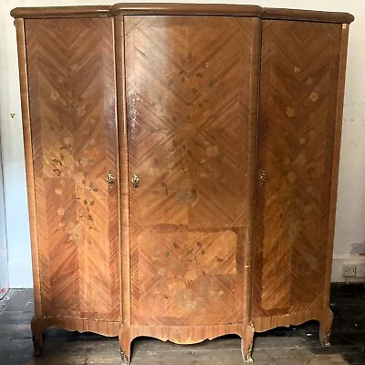 Vintage French Marquetry Armoire Wardrobe Walnut • £19.99