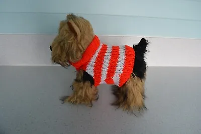 Xs  6  Hand  Knitted Dog Coat / Jumper  Red / White  Chihuahua / Yorkie Terrier • £6.50