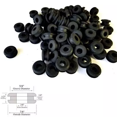 Pack Of 50 Rubber Grommets 3/8  Inside Diameter - 1/4  Groove Width - Fits 5/8   • $20