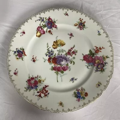 Victoria CZECHOSLOVAKIA Floral & Gold Scroll Platter Round Plate Vintage 10.5” • $13