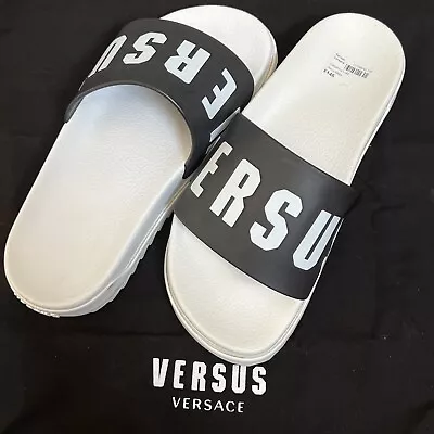 Versus Versace Logo Wedge Slider Black White Size 4 New With Dust Bag • £84.95