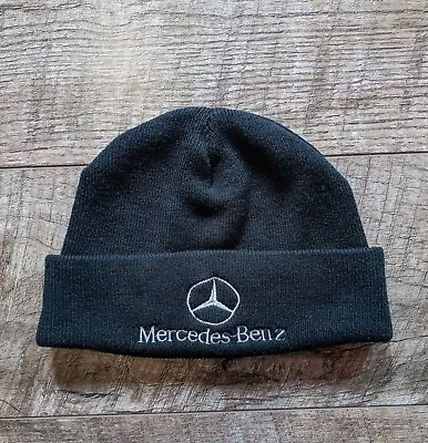 Mercedes Benz Vintage Hat Black Beanie Embroidered Logo Car Racing Auto Cap • $55