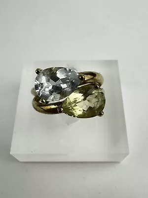  Hallmarked 9ct Gold Twin Mixed Gem Stone LADIES RING Size K Available Worldwide • £140