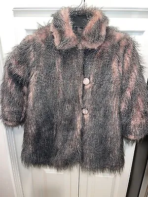 Corky & Company Faux Fur Coat Girls Sz 6 Pink Black White Warm • $34.99