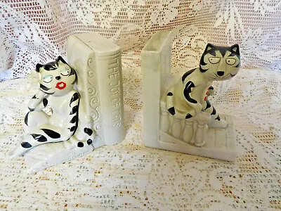 Vtg 1980s Takahashi Japan  Suspicious Kitty Cat Bookends ~FREE SHIP~ • $39