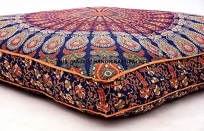 £25.19 • Buy Indian Peacock Mandala Floor Pillow Throw Square Cushion Cover Meditation Pouf