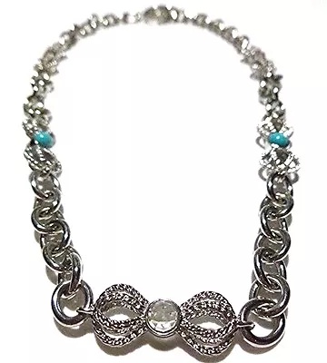 $150 • Buy 18  Anthony Nak Mexico Sterling Silver Crystal & Turquoise Cable Chain Necklace