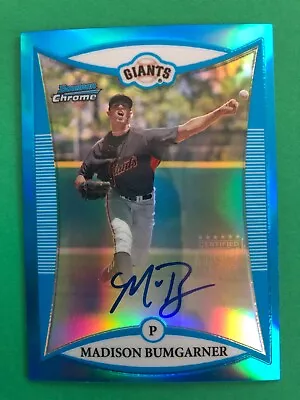 Madison Bumgarner AUTO 2008 Bowman Chrome Prospects Blue Refractor Rookie Card • $399.99