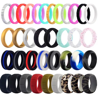 Flexible Silicone Wedding Ring Men Women Engagement Sport Rubber Band Size 4-14 • $6.89