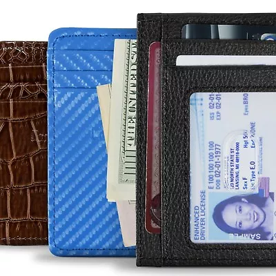 CoreLife RFID Blocking Front Pocket Slim Wallets For Men / Women - Vegan Leather • $9.99