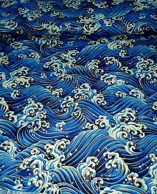 Japanese Metalic Waves  Fabric 58 Inches Wide Meter Fat Quarter Rolls  • £1.99