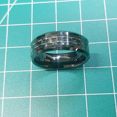 Somen Tungsten Black Carbon Fiber Ceramic Men's Size 11.5 Wedding Band Ring • $11.33