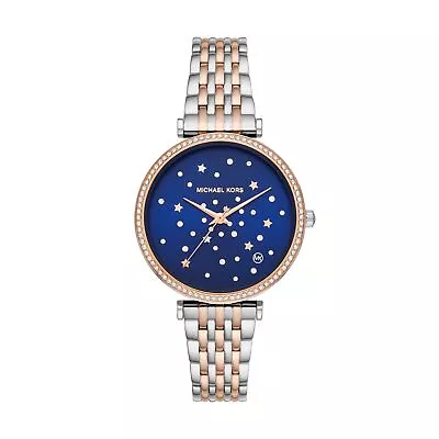 Womens Wristwatch MICHAEL KORS MAISIE MK4471 Steel Gold Rose Blue Swarovski • $189.64