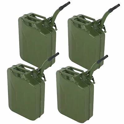 4x Jerry Can 5 Gallon 20L Oil Army Gas Can Military Steel Tank With Spouts Green • $118.99