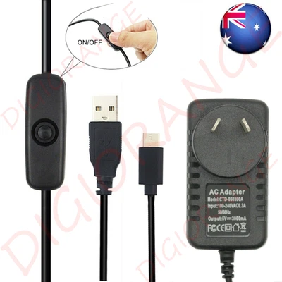$16.99 • Buy 5V/3A 3000mA Power Adapter USB Type-C Charger Switch For Raspberry Pi 4 Model B