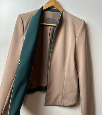 $99 • Buy SCANLAN & THEODORE Hook Front Tan Green Blazer Jacket Size 10