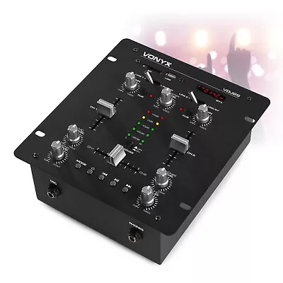 VDJ25 2 Channel DJ Mixer With Amplifier Crossfader Bluetooth USB Mobile DJ Desk • £80.99