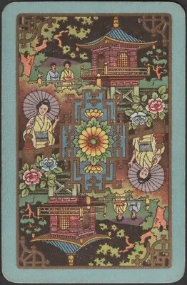 Playing Cards Single Card Old Vintage * JAPANESE SCENIC Flowers GEISHA GIRL Art • $3.27