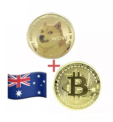 $11.50 • Buy ( 2 Coins ) 1 Dogecoin + 1 Bitcoin Gold Plated Coin Commemorative Coin Collect