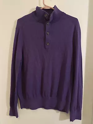 Banana Republic Cotton Cashmere Sweater Button Collar - Purple - Mens - Size L • $15.99