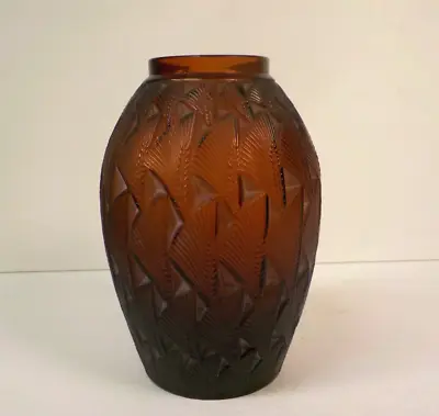 Authentic R. Lalique GRIGNON Vase Deep Amber #1085 C. 1930's • $2995