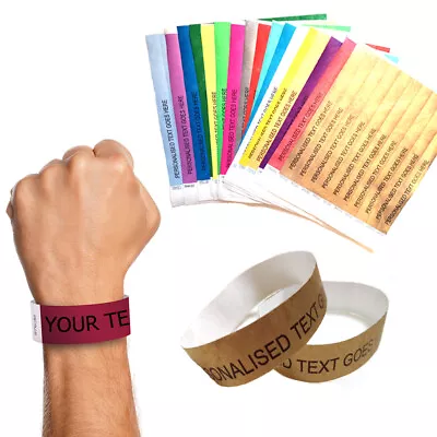 Personalised Paper Wristbands Custom Tyvek Party Festivals Events Entry Tickets  • £20.99